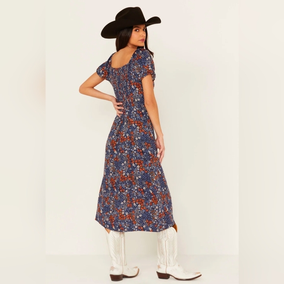 Idyllwind Beth Ditsy Print Puff Sleeve Midi Dress - Picture 3 of 7